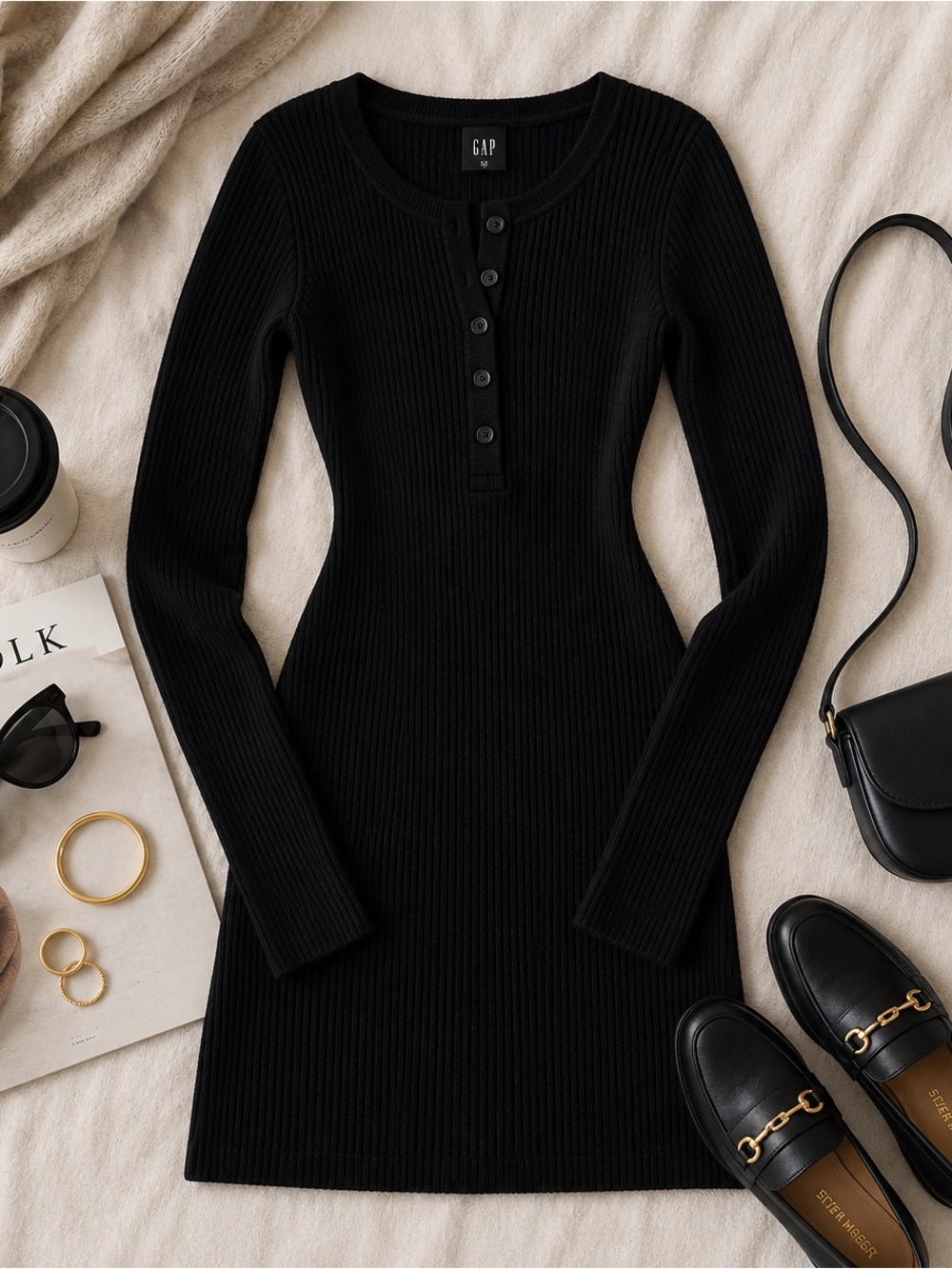 GAP CashSoft Rib Mini Sweater Dress - Black NWT cashmere blend dress